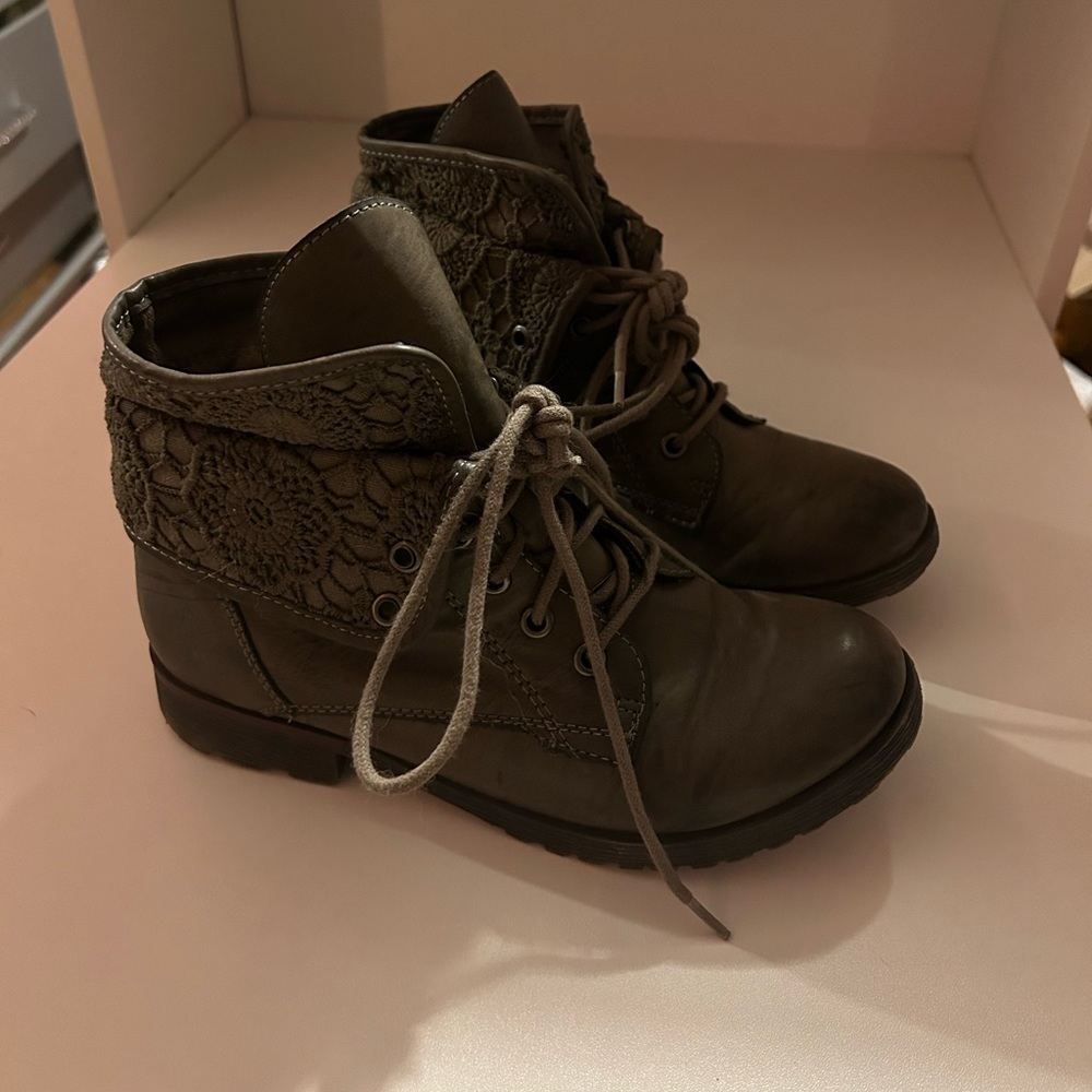 Rock & Candy Green Combat Boots